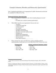 Questionnaire - Laboratory Biosafety and Biosecurity - Sandia ...