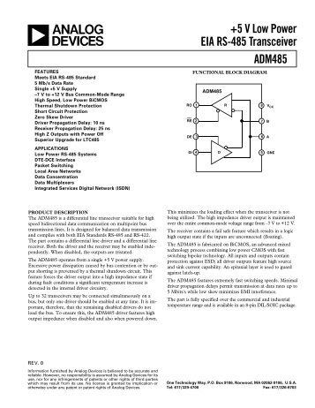 ADM485 +5 V Low Power EIA RS-485 Transceiver - ZMiTAC