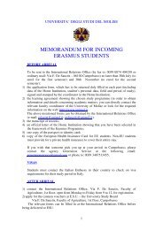 memorandum for incoming erasmus students - UniversitÃ  degli Studi ...