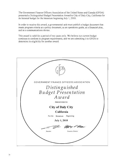 Operating Budget 2012 - 2014 - City of Daly City
