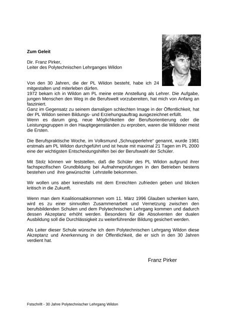 30 Jahre Polytechnischer Lehrgang Wildon - Polytechnische Schule ...