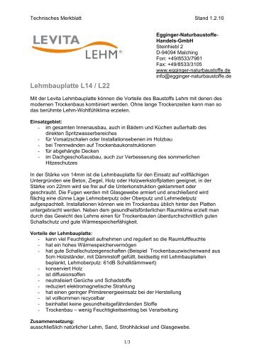 Lehmbauplatte L14 / L22 - Egginger Naturbaustoffe