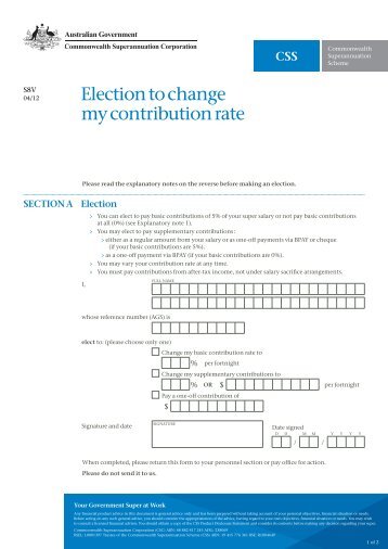 Election to change my contribution rate form - CSS