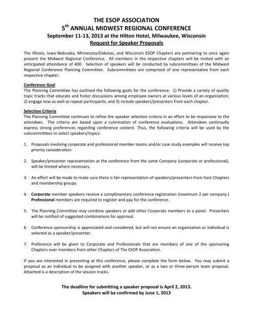 Speaker Proposal Form - The ESOP Association