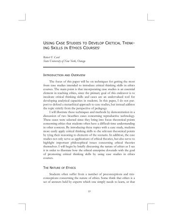 Using Case Studies to Develop Critical Thinking Skills in ... - uvu.edu