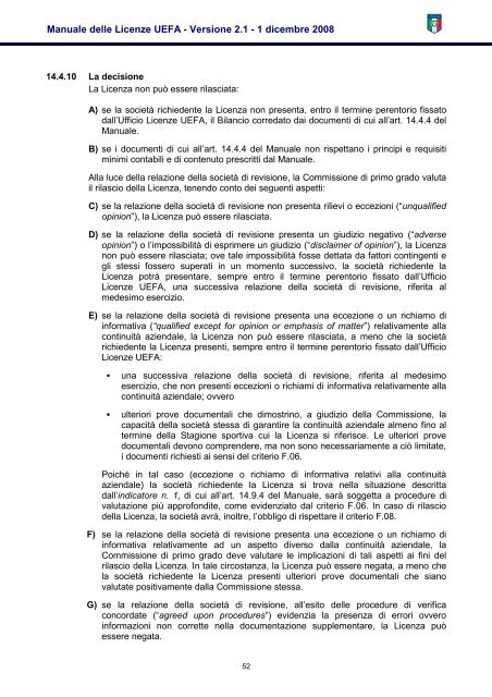 Manuale delle Licenze UEFA - Versione 2.1 (italiano) - Figc