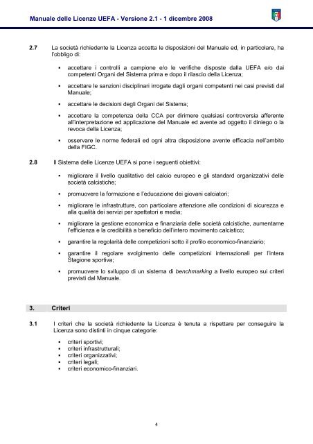 Manuale delle Licenze UEFA - Versione 2.1 (italiano) - Figc