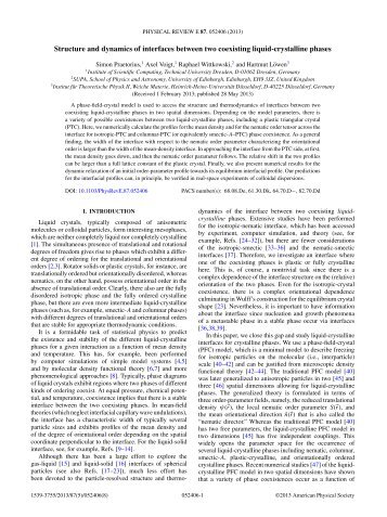 Structure and dynamics of interfaces between two coexisting liquid ...