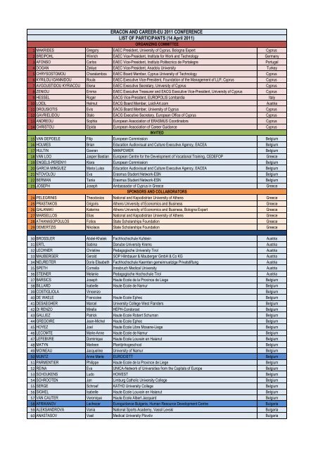 List of Participants 14 April 2011 - Eracon.info