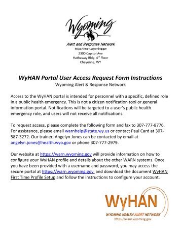 WyHAN Portal User Access Request Form Instructions