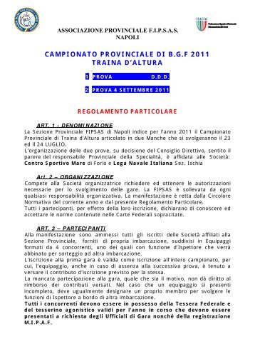 Regolamento Campionato Provinciale di Traina d ... - FIPSAS Napoli
