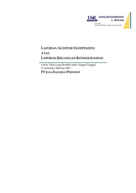 LAPORAN AUDITOR INDEPENDEN ATAS ... - PT. Jasa Raharja