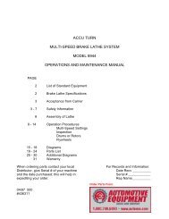 Accu-Turn 8944 Parts List - Automotive Equipment Sales and Service