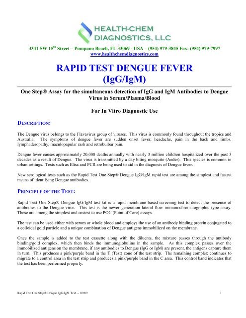 RAPID TEST DENGUE FEVER (IgG/IgM) - Health-Chem Diagnostics