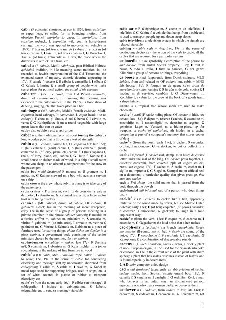 Cab N F Cabriolet Shortened As Cab In 16 From Cabrioler To Caper