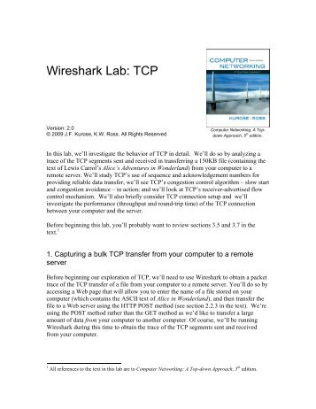 Wireshark Lab: TCP