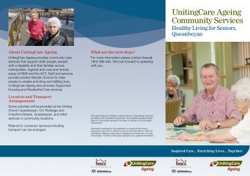 Healthy Living for Seniors Queanbeyan Flyer - UnitingCare Ageing