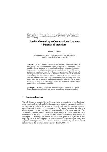 Symbol Grounding in Computational Systems: A ... - Vincent C. MÃ¼ller