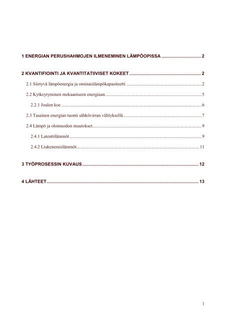 Lämpöoppi 2. Energia lämpöopin kautta - Helsinki.fi