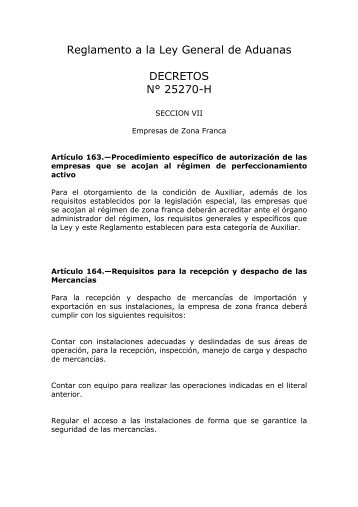 Reglamento a la Ley General de Aduanas DECRETOS ... - Procomer