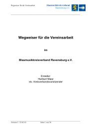 Wegweiser für die Vereinsarbeit - Blasmusikkreisverband Ravensburg