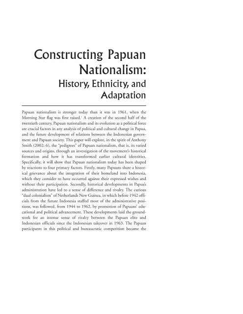 Constructing Papuan Nationalism: History, Ethnicity ... - ScholarSpace