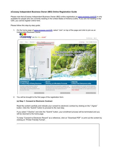 eCosway Independent Business Owner (IBO) Online Registration ...