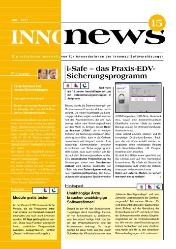 i-Safe – das Praxis-EDV- Sicherungsprogramm - Innomed