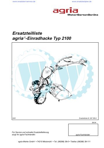 Ersatzteilliste agriaÃƒÂ¢-Einradhacke Typ 2100 - WÃƒÂ¶lfnitzer ...