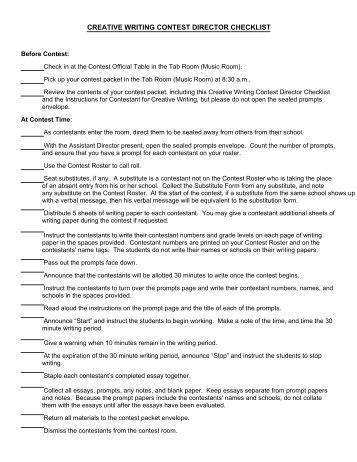 creative writing contest director checklist - The Highlands School