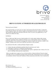 BRIVO SYSTEMS AUTHORIZED DEALER PROGRAM