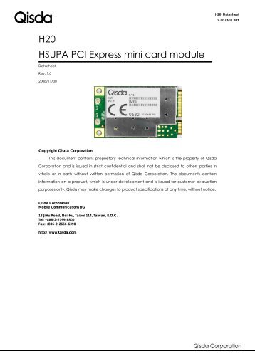 H20 HSUPA PCI Express mini card module - wless.ru