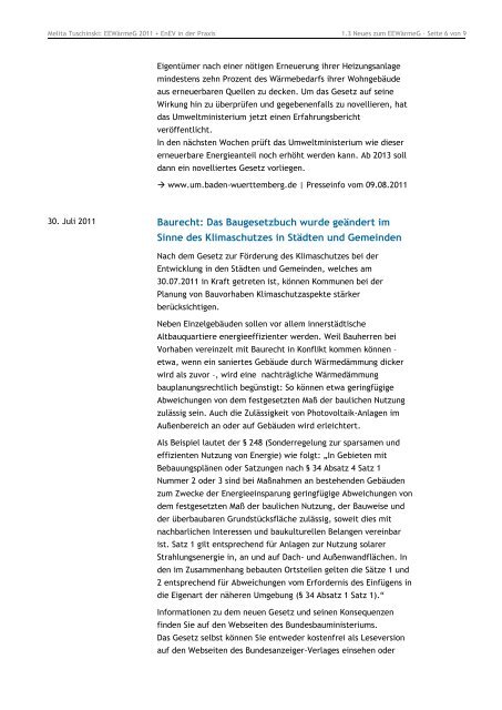 EEWärmeG 2011 + EnEV - ENEV-Online.de