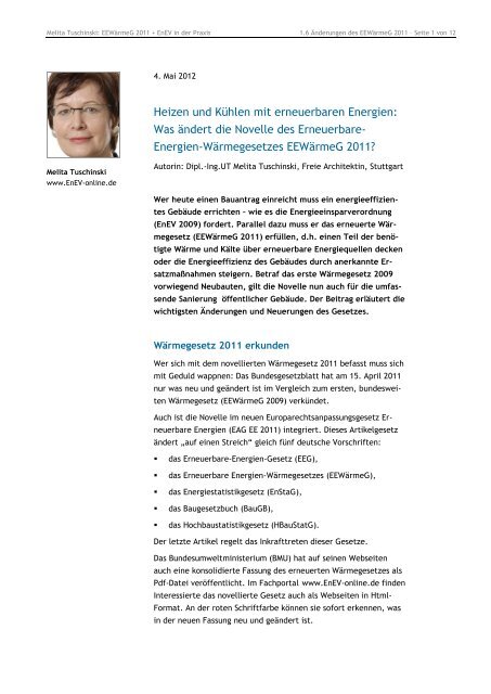 EEWärmeG 2011 + EnEV - ENEV-Online.de