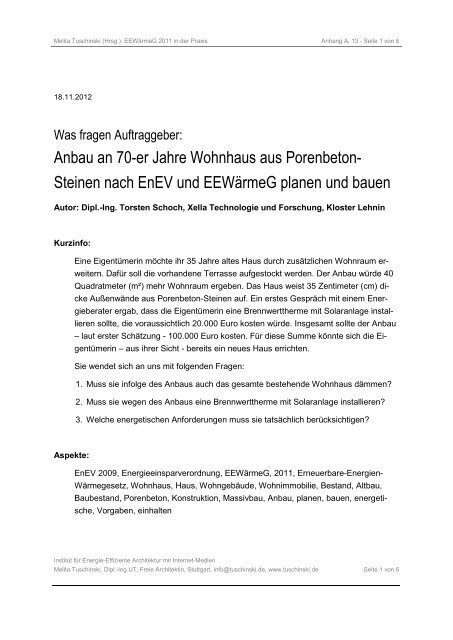 EEWärmeG 2011 + EnEV - ENEV-Online.de