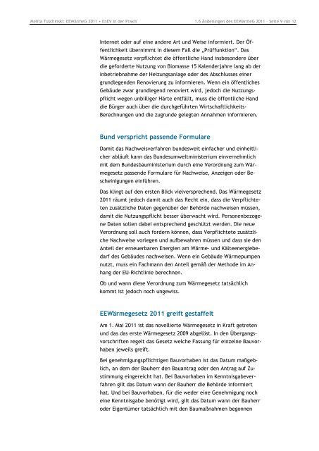 EEWärmeG 2011 + EnEV - ENEV-Online.de