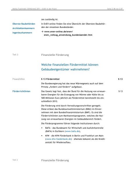 EEWärmeG 2011 + EnEV - ENEV-Online.de