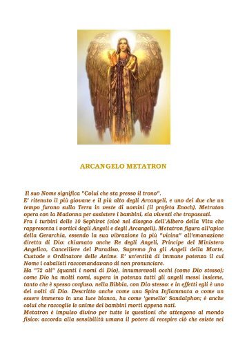 ARCANGELO METATRON - Sotto le ali degli Angeli