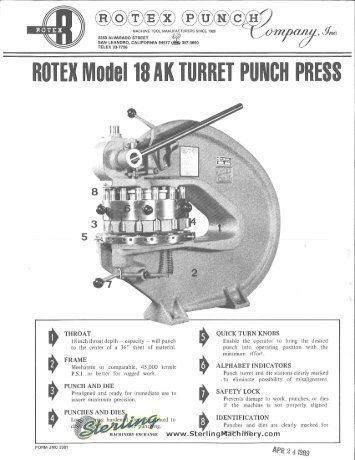 Rotex MD 18AK Turret Punch Press Brochure - Sterling Machinery