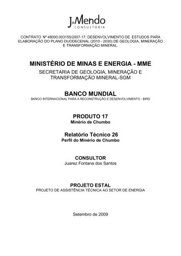 Perfil do MinÃƒÂ©rio de Chumbo - MinistÃƒÂ©rio de Minas e Energia