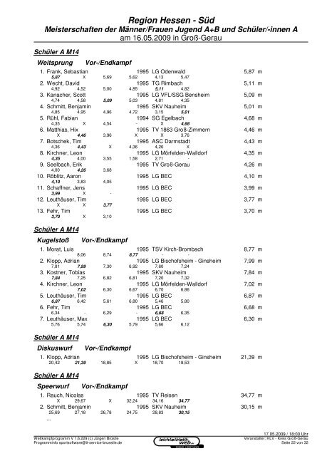 Region Hessen - Süd - Leichtathletikweb.de