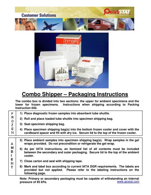 Combo Shipper – Packaging Instructions - ICON plc