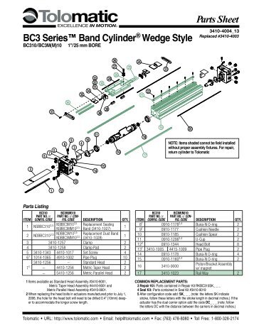 Parts Sheet - You are now at the Down-Load Site for Tol-O - Tolomatic