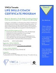 Life Skills Coach Certificate Program | Phase 2 - YWCA Toronto