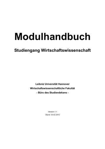 Modulhandbuch Studiengang Wirtschaftswissenschaft