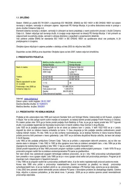 Okoljska izjava PE KM za leto 2008-1 - Cinkarna Celje