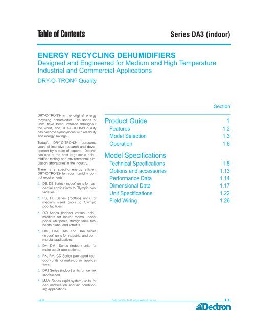 DA3 Series Manual - Dry-O-Tron by Dectron