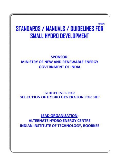 standards / manuals / guidelines for small hydro development