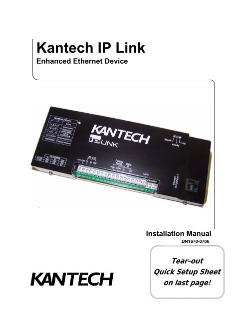 Kantech IP Link Installation Manual - Tyco Security Products