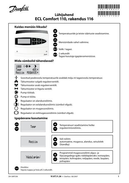 ECL Comfort 110, appl. 116, version 1.06, QG - Danfoss